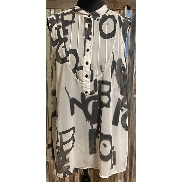 Blouse Tops - Peoples Liberation Women's Large Blouse Top Sheer Letters Spell out Artsy